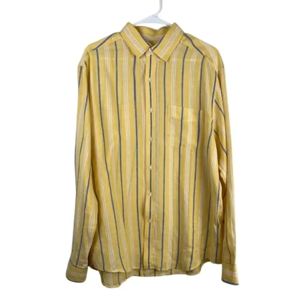 J. McLaughlin women's yellow & blue linen, lightweight shirt